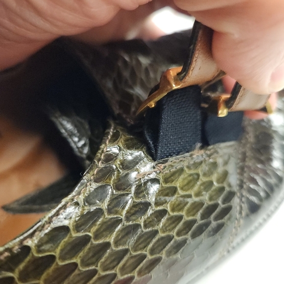 Giorgio Brutini Vintage Snakeskin Double Monk Strap Shoes Olive Green 6.5M 8.5W main image 9